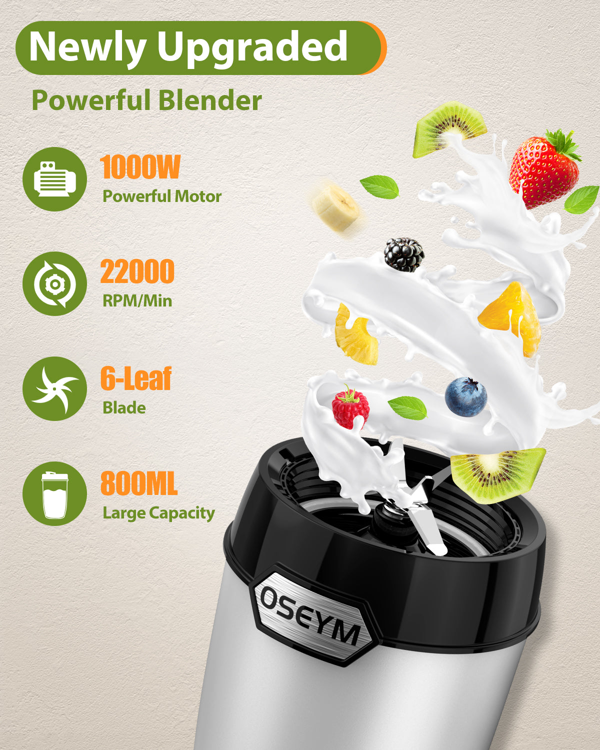 OSEYM 1000 Watt High Power Kitchen for Shakes and Smoothies