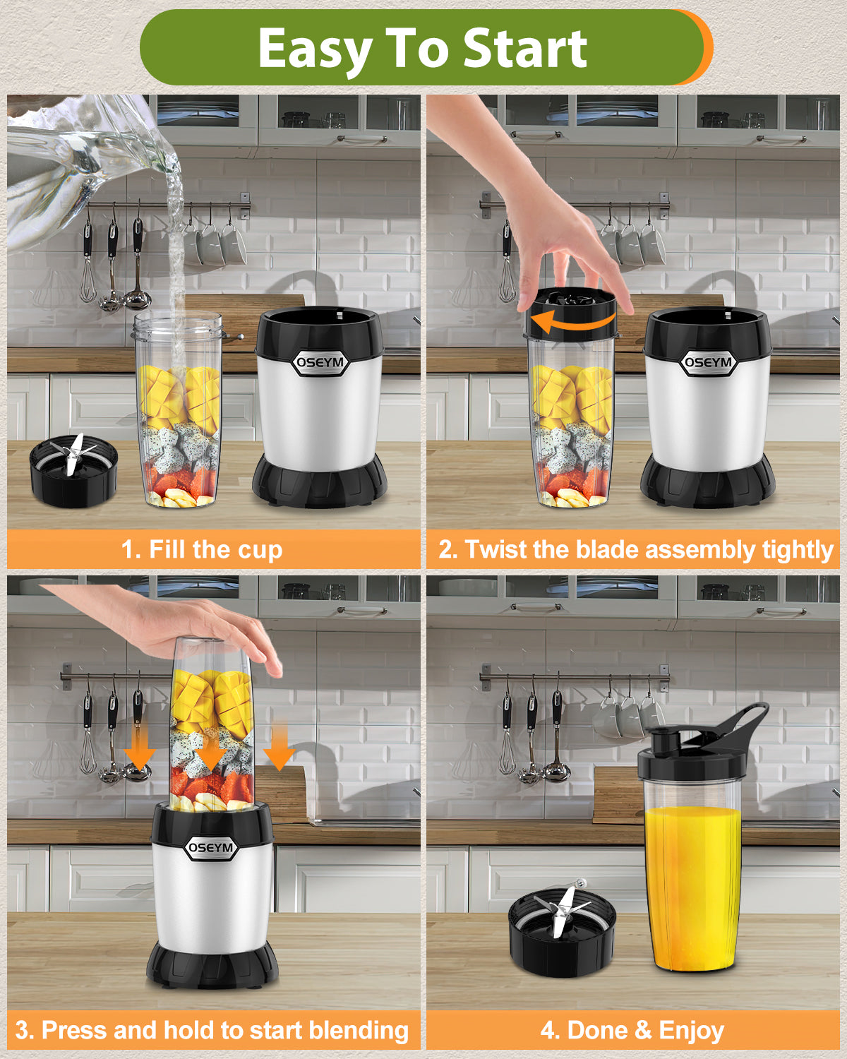 OSEYM 1000 Watt High Power Kitchen for Shakes and Smoothies