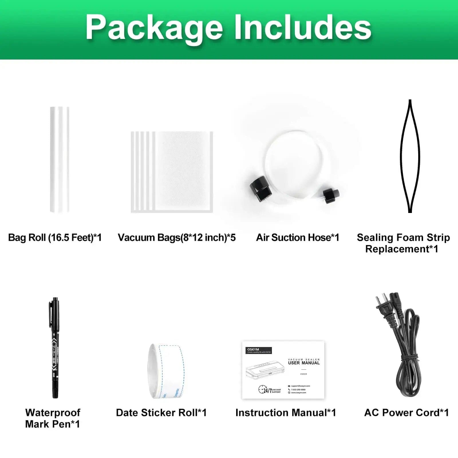 OSEYM Vacuum Sealer Machine, 90Kpa Automatic Food Sealer Machine